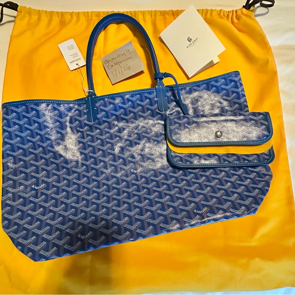 Goyard Blue and Yellow Tote with Pouch St. Louis PM